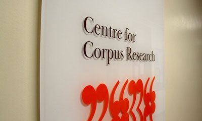 Photo of Corpus Linguistics Centre signage in corridor